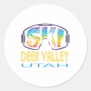 Ski Deer Valley Utah Skiing Vacation Classic Round Sticker
