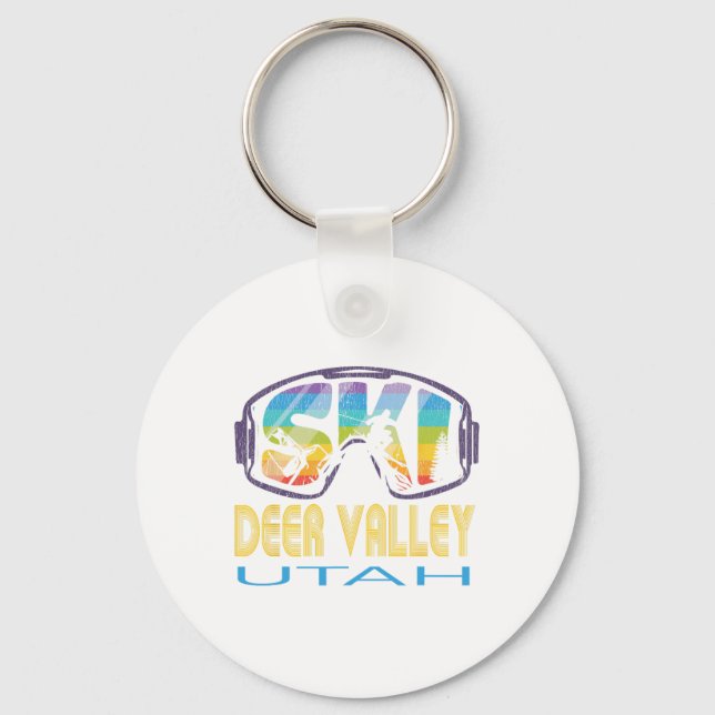 Ski Deer Valley Utah Skiing Vacation  Key Ring (Front)