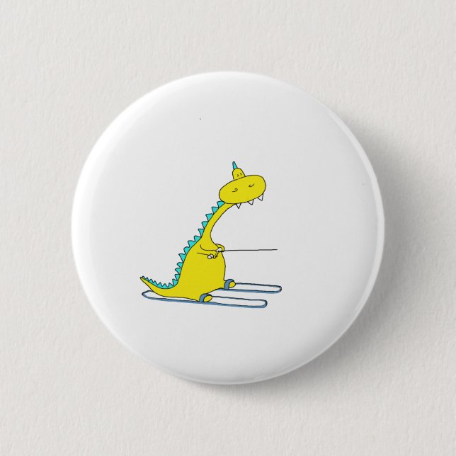 ski dino 6 cm round badge (Front)