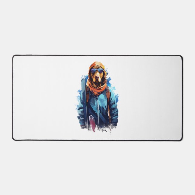 Ski Dog in Ski Googles  5 Desk Mat (Front)