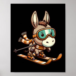 Ski Donkey With Goggles And Scarf Alpine Winter Poster