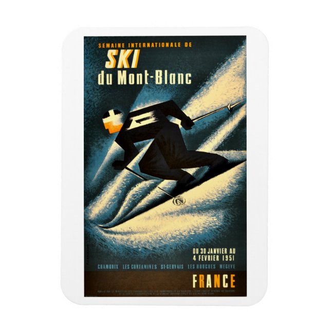 Ski du Mont-Blanc Vintage Travel Poster Magnet (Vertical)