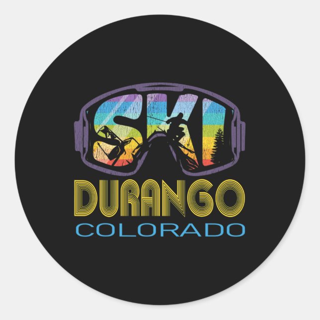 Ski Durango Colorado Skiing Vacation  Classic Round Sticker (Front)