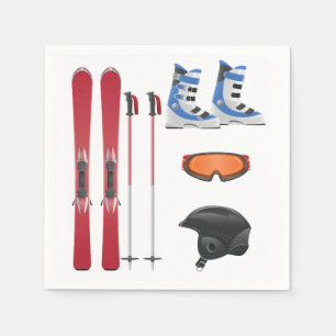 Ski Equipment Paper Napkins