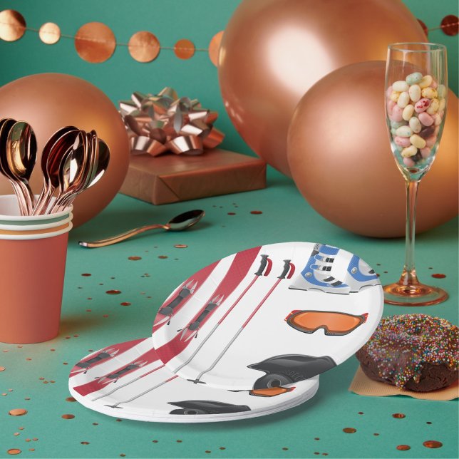 Ski Equipment Paper Plates (Creator Uploaded)