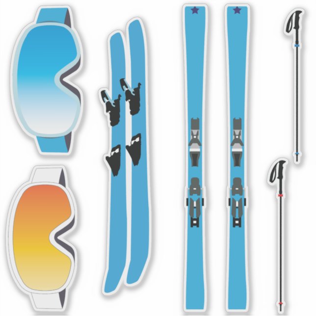 Ski Equipment Sticker Set (Front)