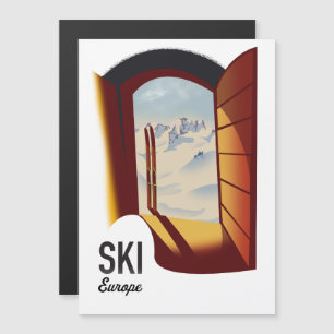 Ski Europe vintage style sports poster