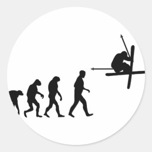 ski evolution icon classic round sticker