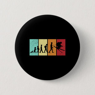 Ski Evolution - Skiing Lovers Mountains Retro Ski 6 Cm Round Badge