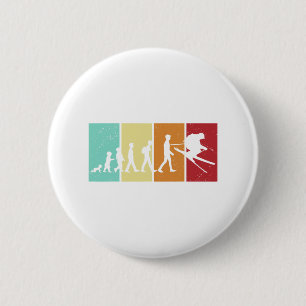 Ski Evolution - Skiing Lovers Mountains Retro Ski 6 Cm Round Badge