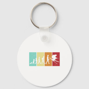 Ski Evolution - Skiing Lovers Mountains Retro Ski Key Ring