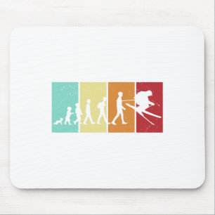 Ski Evolution - Skiing Lovers Mountains Retro Ski Mouse Pad