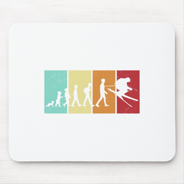 Ski Evolution - Skiing Lovers Mountains Retro Ski  Mouse Pad (Front)