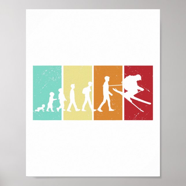 Ski Evolution - Skiing Lovers Mountains Retro Ski  Poster (Front)