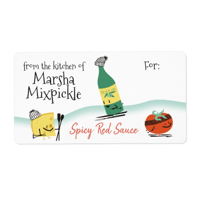 Ski food tomato olive oil cheese Christmas sticker (Front)