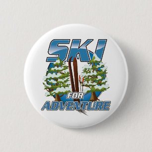 Ski for adventure travel logo 6 cm round badge
