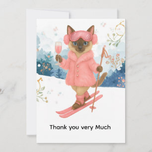 Ski for Bachelorette Party Siamese cat lovers  Thank You Card