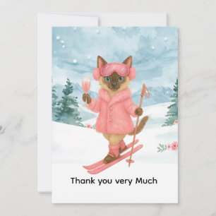 Ski for Bachelorette Party Siamese cat lovers  Thank You Card