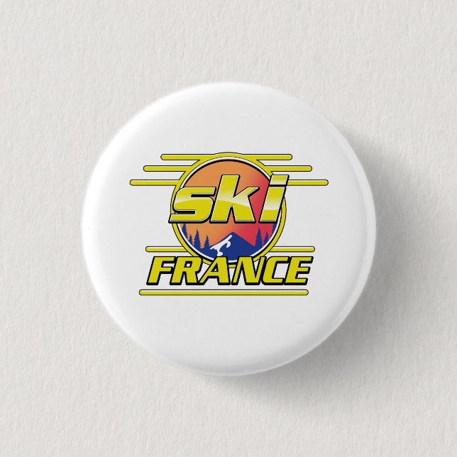 ski France 80s logo. 3 Cm Round Badge (Front)