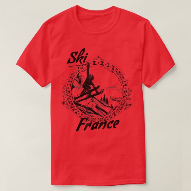 Ski France Vintage Snow Skiing Vacation  T-Shirt (Design Front)