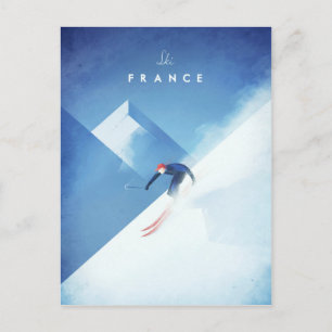 Ski France Vintage Travel Poster - Art Postcard