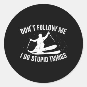 Ski Freestyle Funny Skiing Lover Winter Sports Ski Classic Round Sticker
