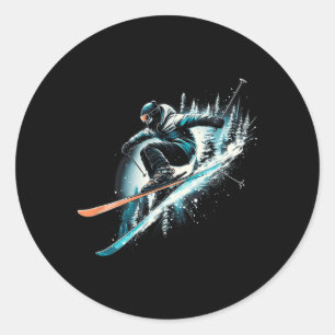 Ski Freestyle Skiing Freeski Winter Extreme Sports Classic Round Sticker