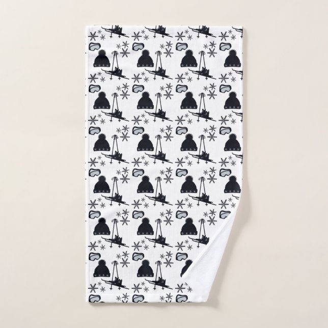 Ski fun with snowflakes hand towel (Hand Towel)