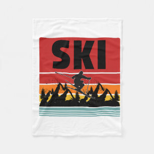Ski Funny Skier Cool Snowboarder Mountain Skiing M Fleece Blanket