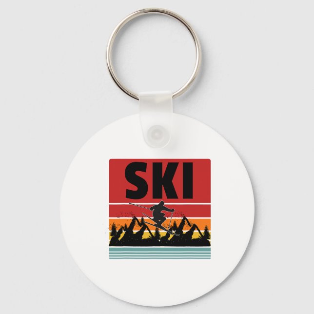 Ski Funny Skier Cool Snowboarder Mountain Skiing M Key Ring (Front)