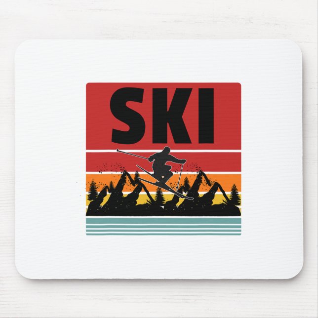 Ski Funny Skier Cool Snowboarder Mountain Skiing M Mouse Pad (Front)