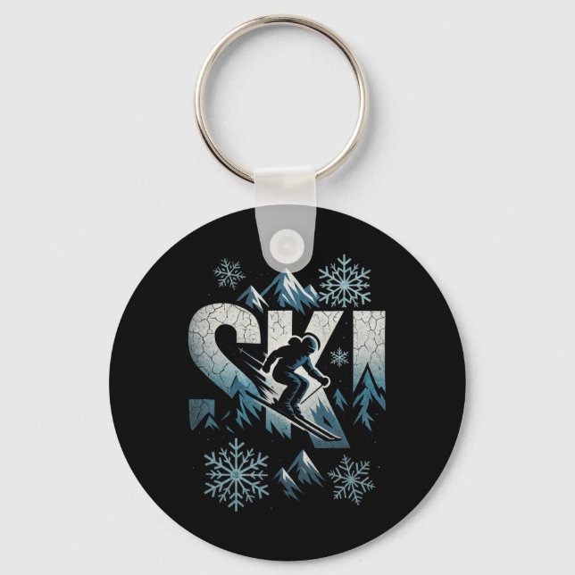 Ski - Funny Skiing Lovers Winter Snow  Key Ring (Front)