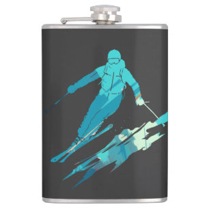 Ski Game Sport Challenge Illustration Silhouette Hip Flask