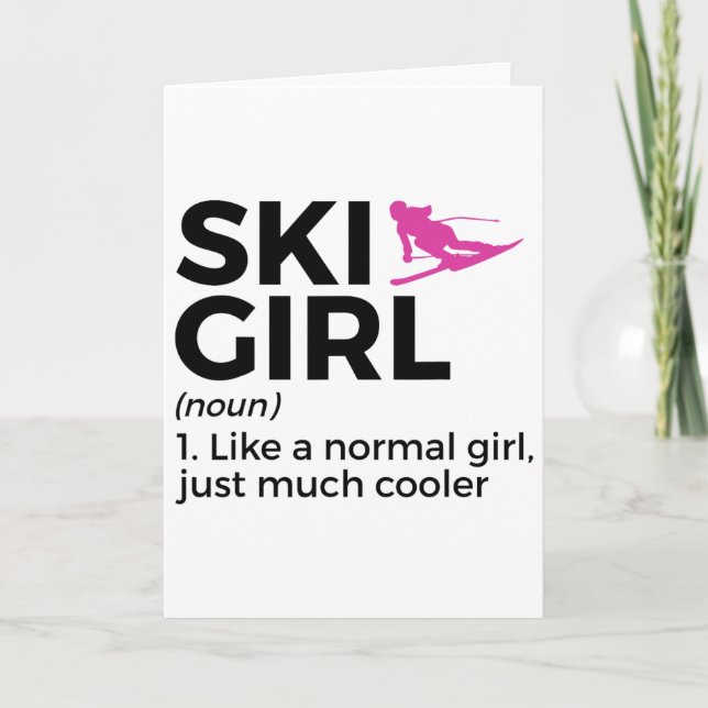 Ski Girl Definition Funny Ski  Card (Front)