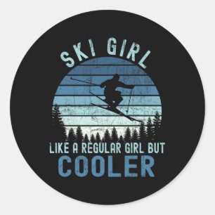 Ski Girl Like A Regular Girl But Cooler Vintage Sk Classic Round Sticker