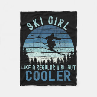 Ski Girl Like A Regular Girl But Cooler Vintage Sk Fleece Blanket