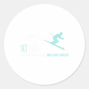 Ski Girl Like A Regular Girl Funny Cute Winter Ski Classic Round Sticker