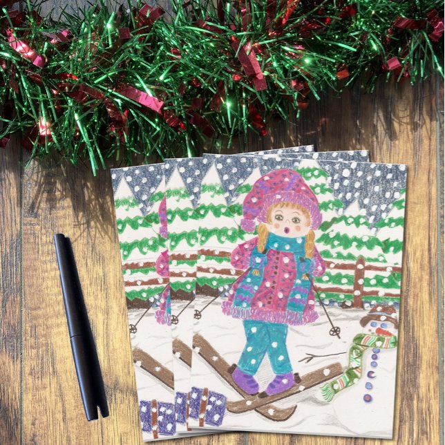 ski girl postcard (Choose the number of postcards you want . (Just 1 or more ? ) )