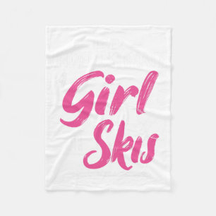 Ski Girl Skiing Never Underestimate A Girl - Skier Fleece Blanket