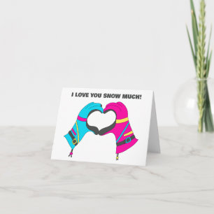 Ski Gloves Skiing Themed Valentine's Day Card