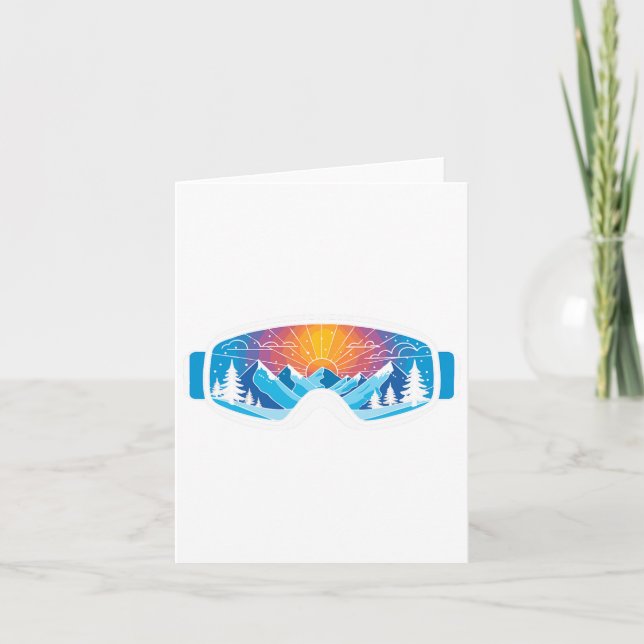 Ski Goggles Art Nature Mountains Minimalist Skiing Card (Front)