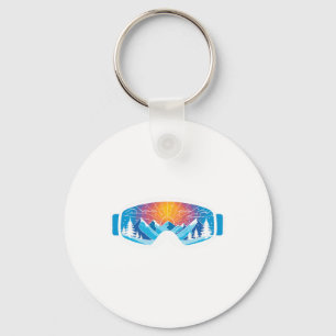 Ski Goggles Art Nature Mountains Minimalist Skiing Key Ring