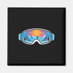 Ski Goggles Art Nature Mountains Minimalist Skiing Magnet