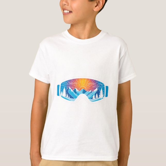Ski Goggles Art Nature Mountains Minimalist Skiing T-Shirt (Front)