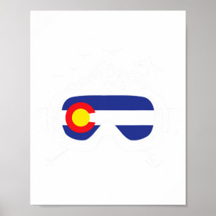 Ski Goggles Colorado Flag Skier Skiing Souvenir  Poster