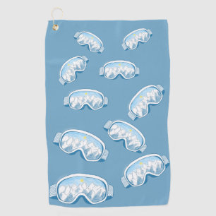 Ski Goggles Mountain Reflections Illustration Golf Towel
