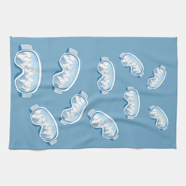Ski Goggles Mountain Reflections Illustration  Tea Towel (Horizontal)