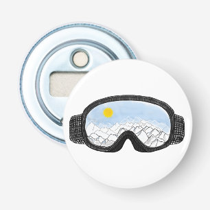 Ski Goggles Mountain View Illustration Bottle Opener