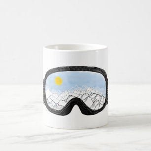 Ski Goggles Mountain View Illustration  Coffee Mug