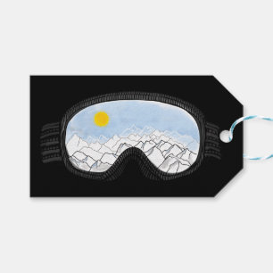 Ski Goggles Mountain View Illustration Gift Tags